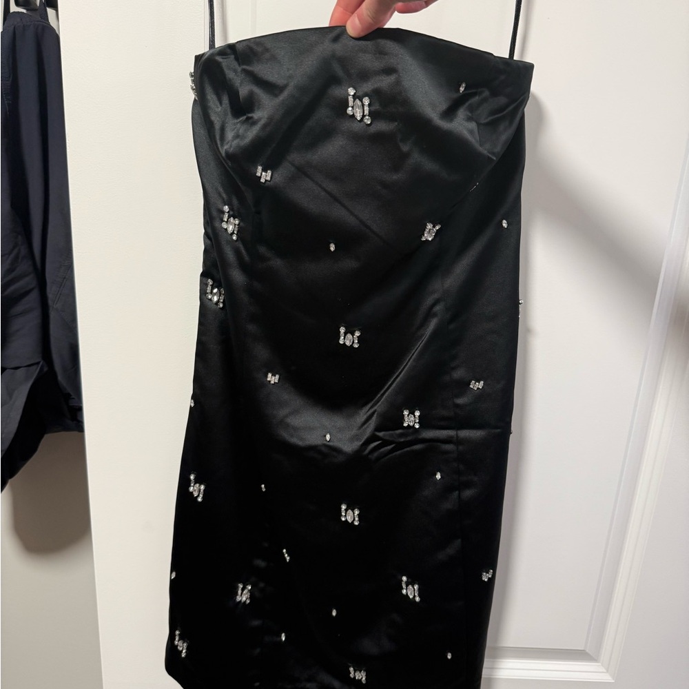 Abercrombie & Fitch Black Satin Dress with Sparkle Accents New Years